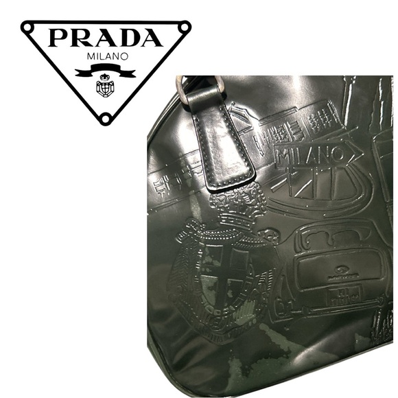 Prada Dark Green Spazalotta Print Bowling Bag - Picture 3 of 11